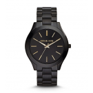 Michael Kors Ladies Slim Runway Black Stainless Steel Watch MK3221
